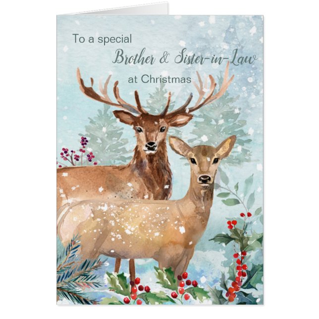 Carte de Noël, cerf, frère et belle-soeur (Devant)