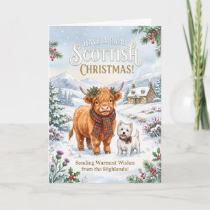 Carte de Noël chaleureuse de vache des Highlands é