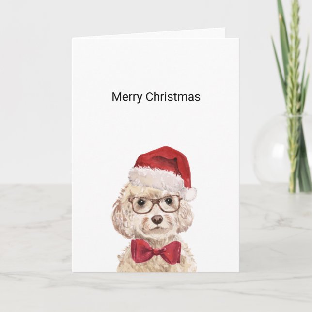 Carte de Noël Champagne Cockapoo (Devant)