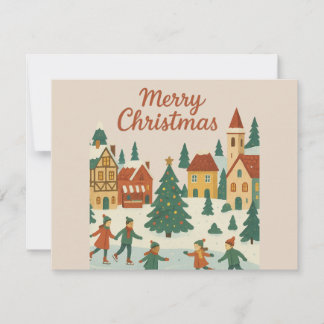 Carte de Noël charmante de ville hivernale fantais