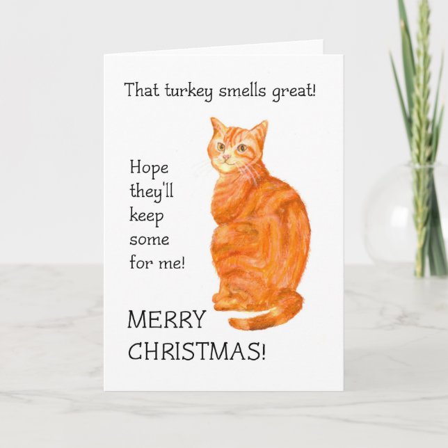Carte de Noël - chat de gingembre (Devant)