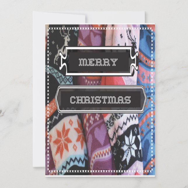 Carte de Noël Chaussette de Fête Veste Brodé (Devant)