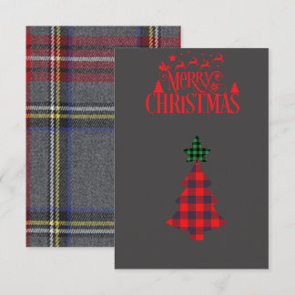 Carte de Noël, chèque, gris et rouge, simple, Clev