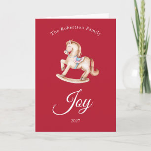 Carte de Noël Cheval à Bascule Vintage