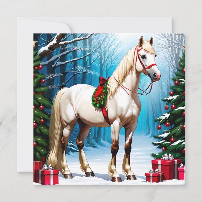 Carte de Noël Cheval de Vacances (Devant)