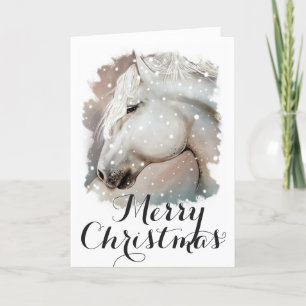 Carte de Noël Cheval neigeux