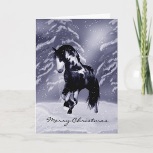 Carte de Noël Cheval - Peinture numérique - Equine