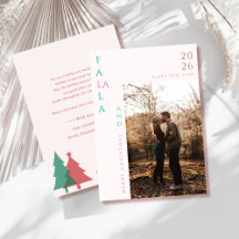 Carte de Noël chic avec photo de couple fa la la