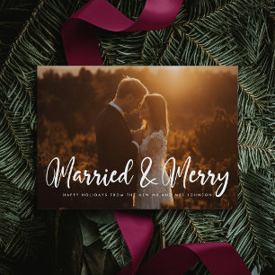 Carte de Noël chic et mariée