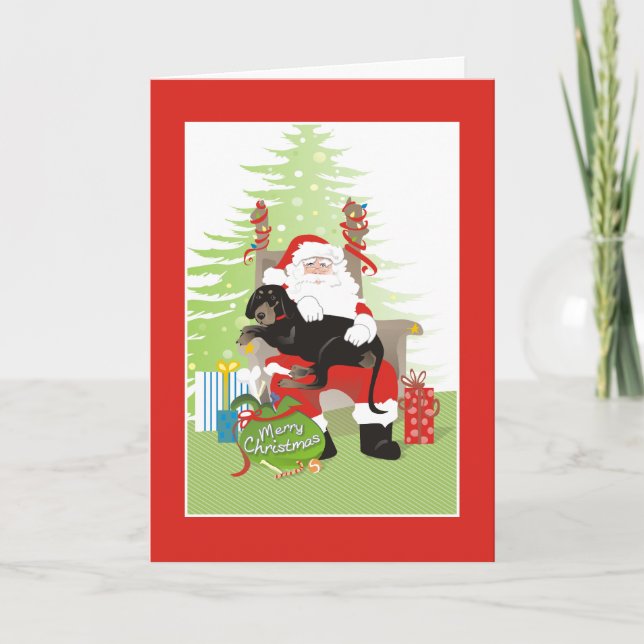 Carte de Noël - chien de Coonhound - noir et brun (Devant)