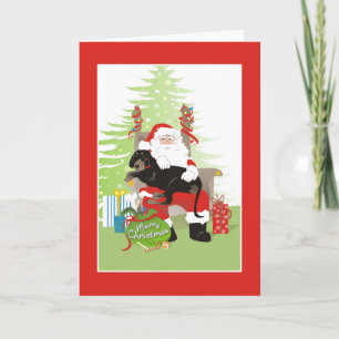 Carte de Noël - chien de Coonhound - noir et brun