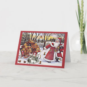 Carte de Noël Chien de taureaux Père Noël Ours