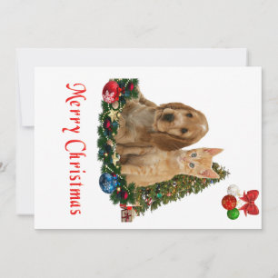 Carte de Noël Chiot et Chatons