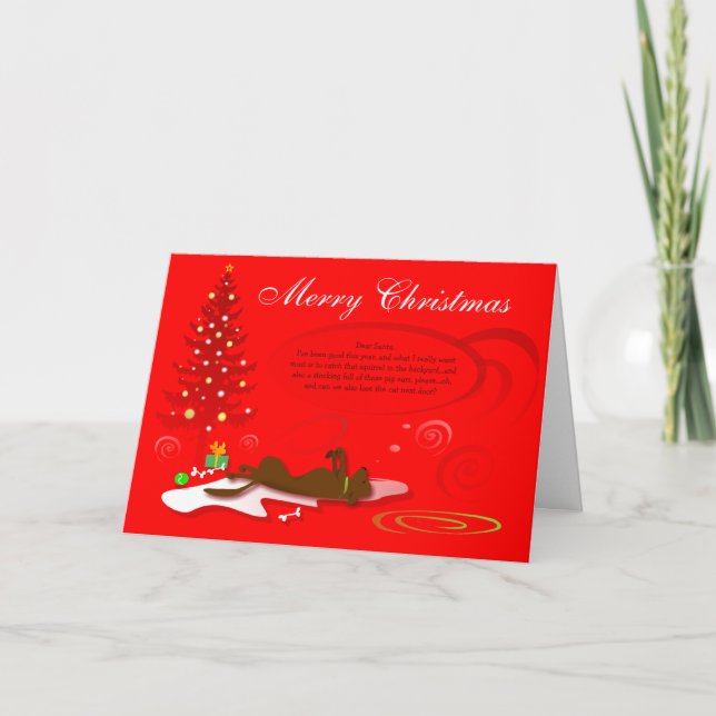 Carte de Noël Chocolat Labrador - Rouge avec poème (Devant)