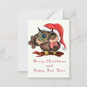 Carte de Noël Chouette bébé avec cadeau