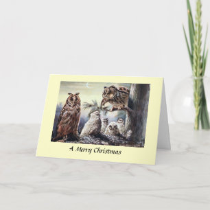 Carte de Noël - Chouettes à longue portée