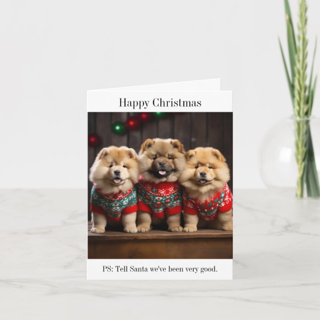 Carte de Noël Chow Chow Puppies (Devant)