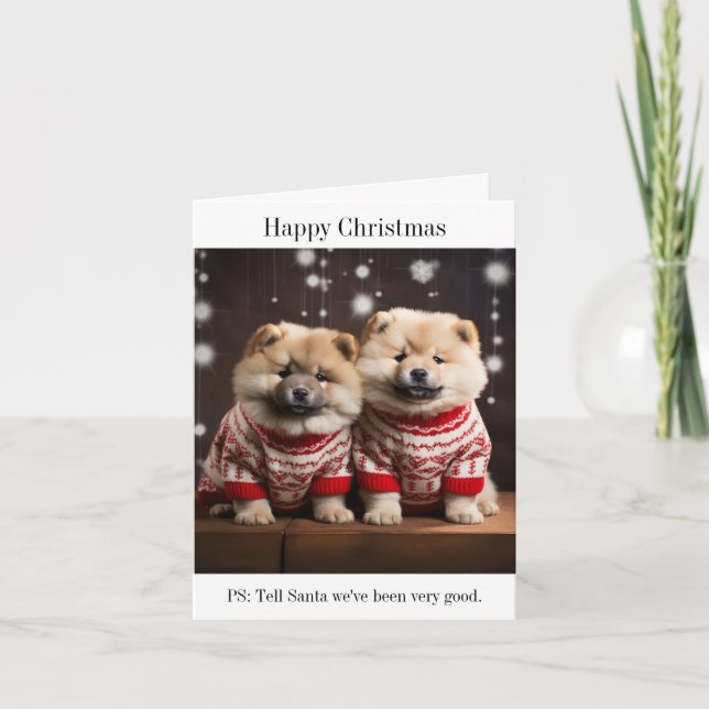 Carte de Noël Chow Chow Puppies (Devant)