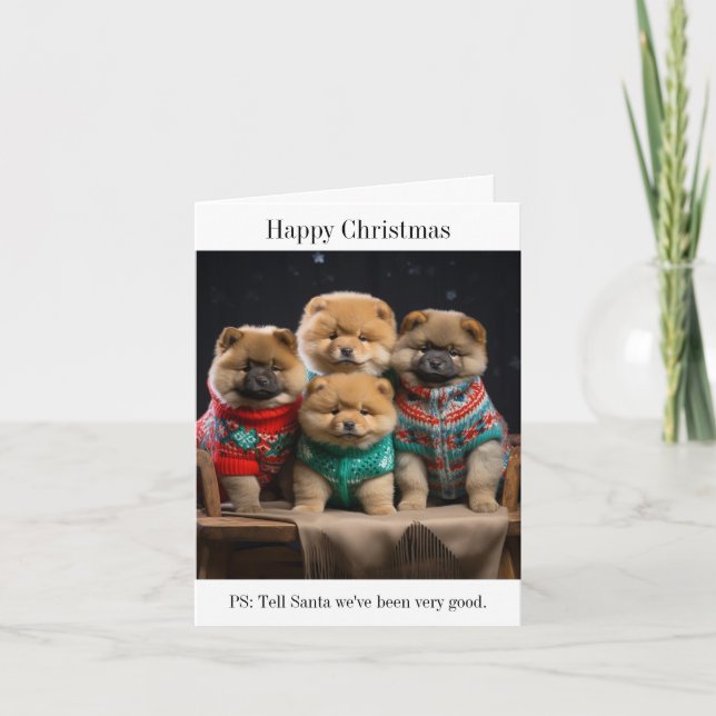 Carte de Noël Chow Chow Puppies (Devant)