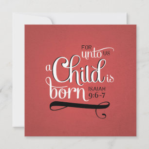 Carte de Noël chrétien un enfant est né Écriture