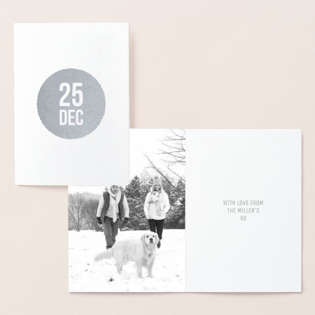Carte de Noël circulaire minimale | Silver Foil 25 (Affichage)