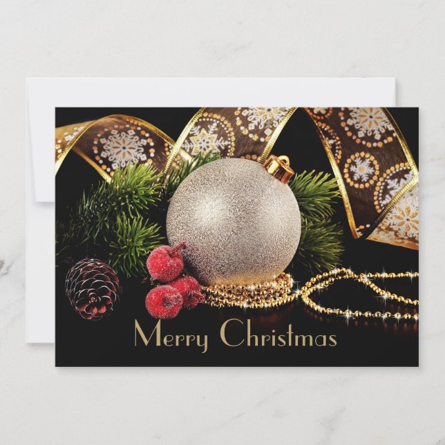 Carte de Noël classique Black Gold de luxe (Devant)