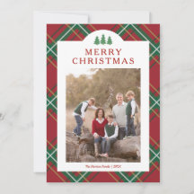 Carte de Noël classique multicadre à carreaux roug