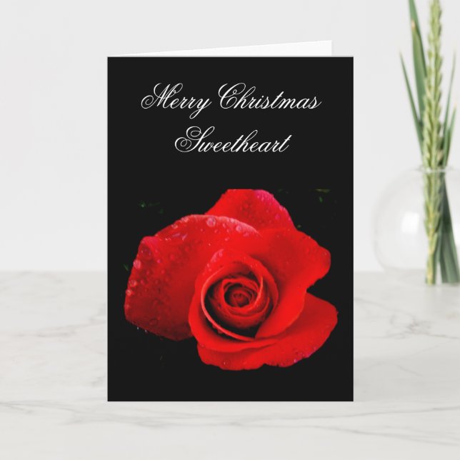 Carte de Noël classique romantique rouge rose (Devant)