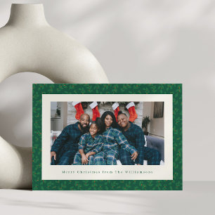 Carte de Noël Classique Verte Botanique Fête Photo
