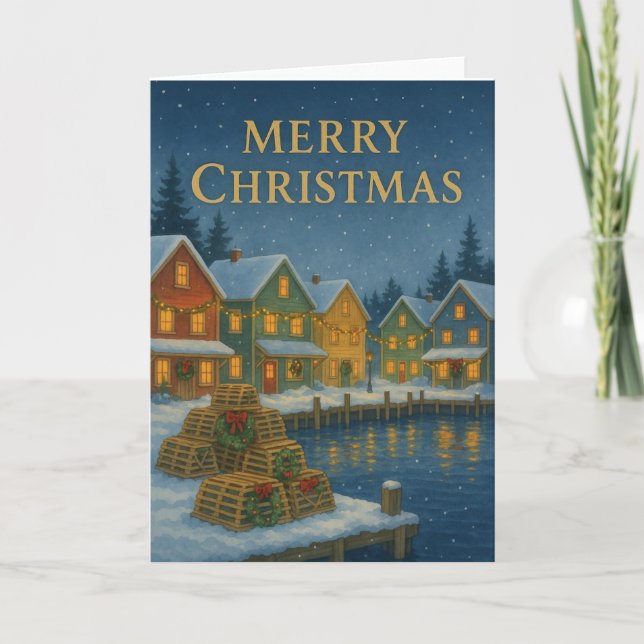 Carte de Noël Coastal Fishing Village (Devant)