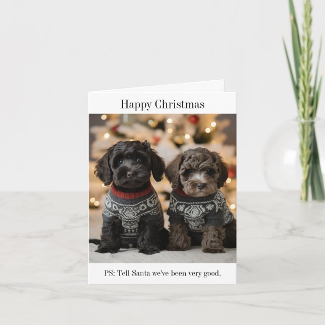Carte de Noël Cockapoo Puppies (Devant)