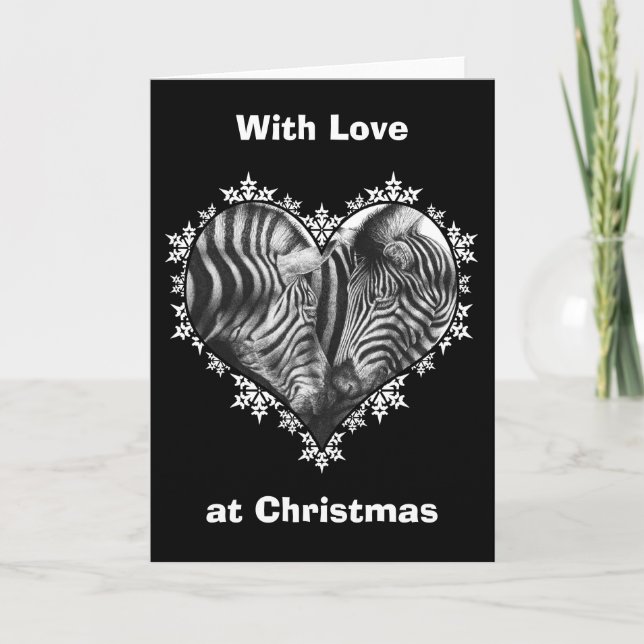 Carte de Noël Coeur Flocon de neige Zebras (Devant)