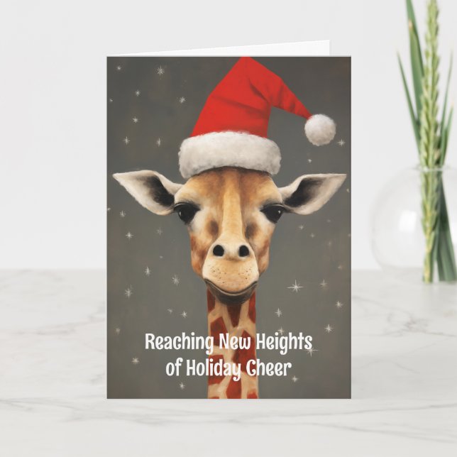 Carte de Noël Coincée Giraffe Père Noël (Devant)