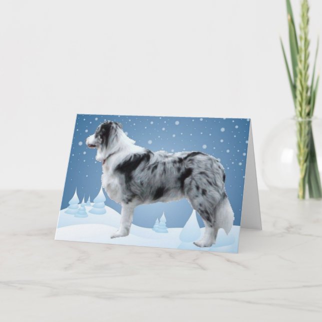 Carte de Noël Collie Bordure (Devant)
