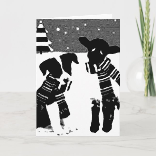 Carte de Noël Collie Bordure (Devant)