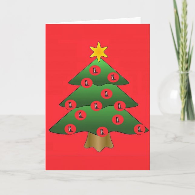 Carte de Noël Collie Bordure (Devant)