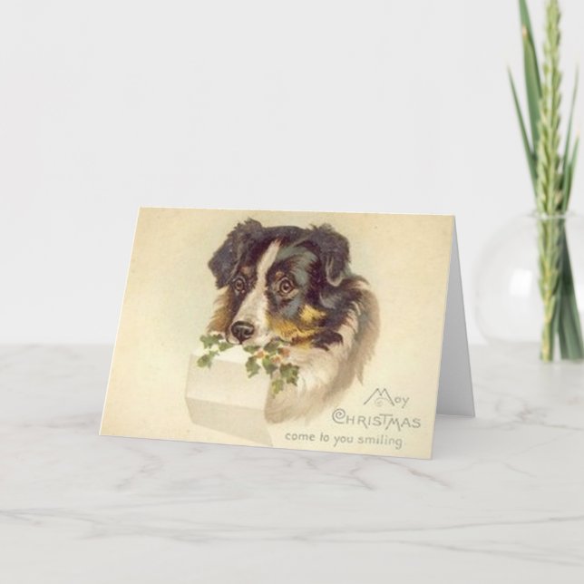 Carte de Noël Collie vintage (Devant)