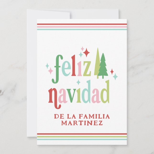 Carte de Noël colorée Feliz Navidad (Devant)