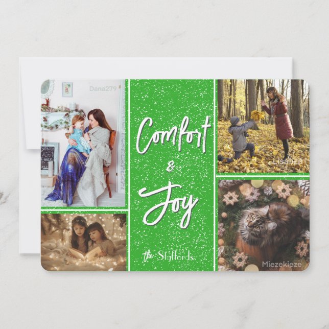 Carte de Noël Confort & Joie en Vert Photo (Devant)