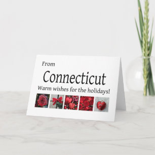 Carte de Noël Connecticut avec ornements