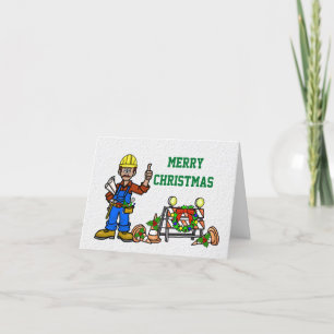 Carte de Noël Construction ou Construction de rout