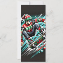 Carte de Noël cool Skateboard pour les garçons