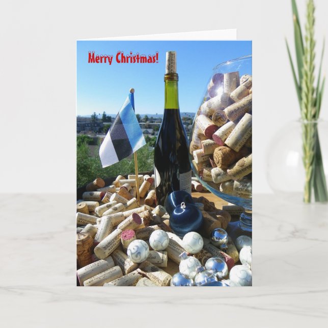 Carte de Noël Cool Vin et Drapeau Estonien ! (Devant)