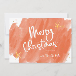 Carte de Noël Coral & Gold Tropical Watercolor