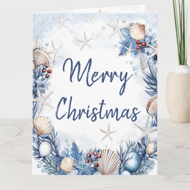 Carte de Noël côtière personnalisable (Devant)