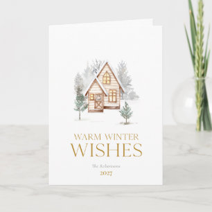 Carte de Noël Cottage Hiver Chaleureux