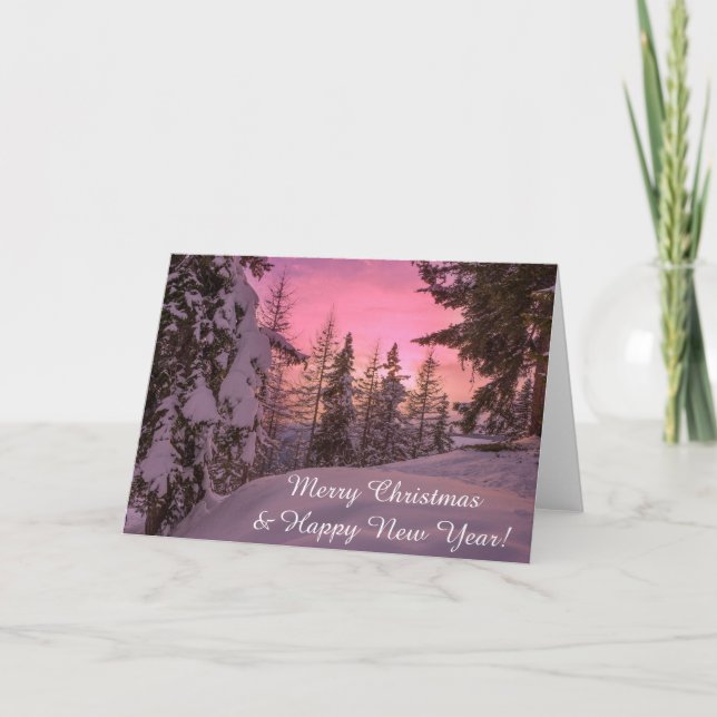 Carte de noël coucher de soleil sur la Laponie (Devant)
