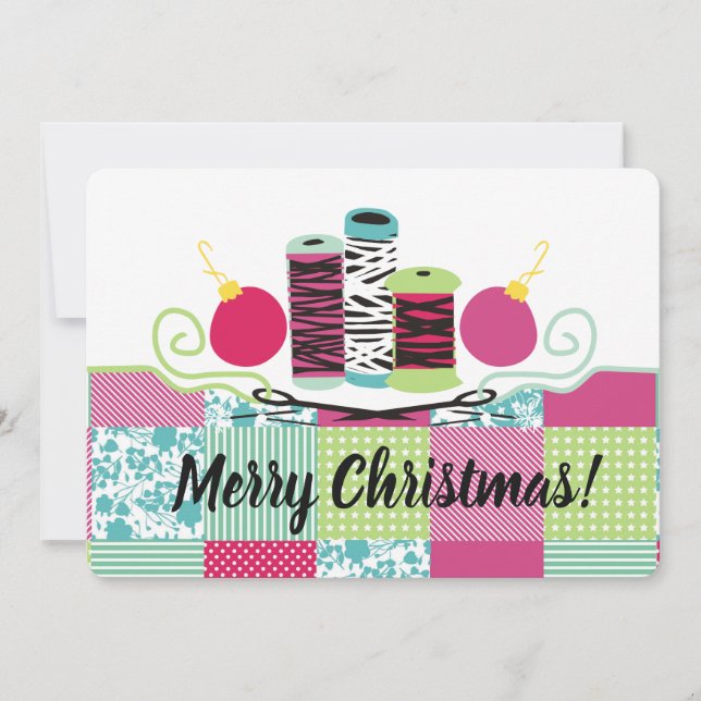 Carte de Noël coudre fil de couture (Devant)