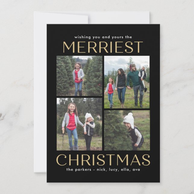 Carte de Noël couleur éditable avec collage propre (Devant)