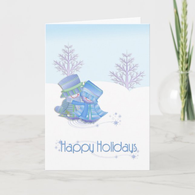 Carte de Noël Couple de neige (Devant)
